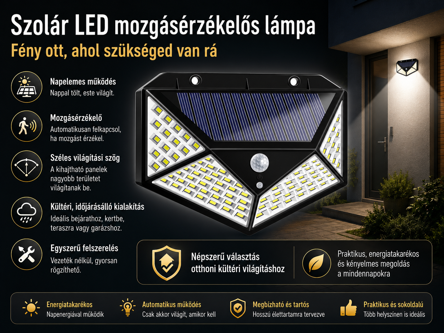 Napelemes Mozgásérzékelős Lámpa - Image 2