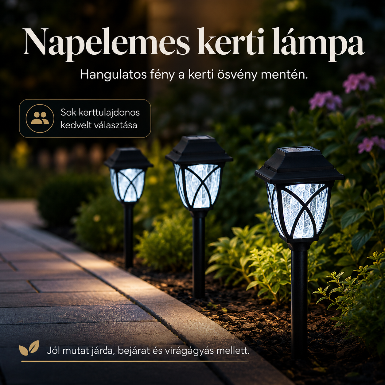 Napelemes kerti világítás szett
