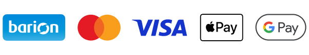 Elfogadott fizetési módok: Barion, Mastercard, VISA, Apple Pay, Google Pay